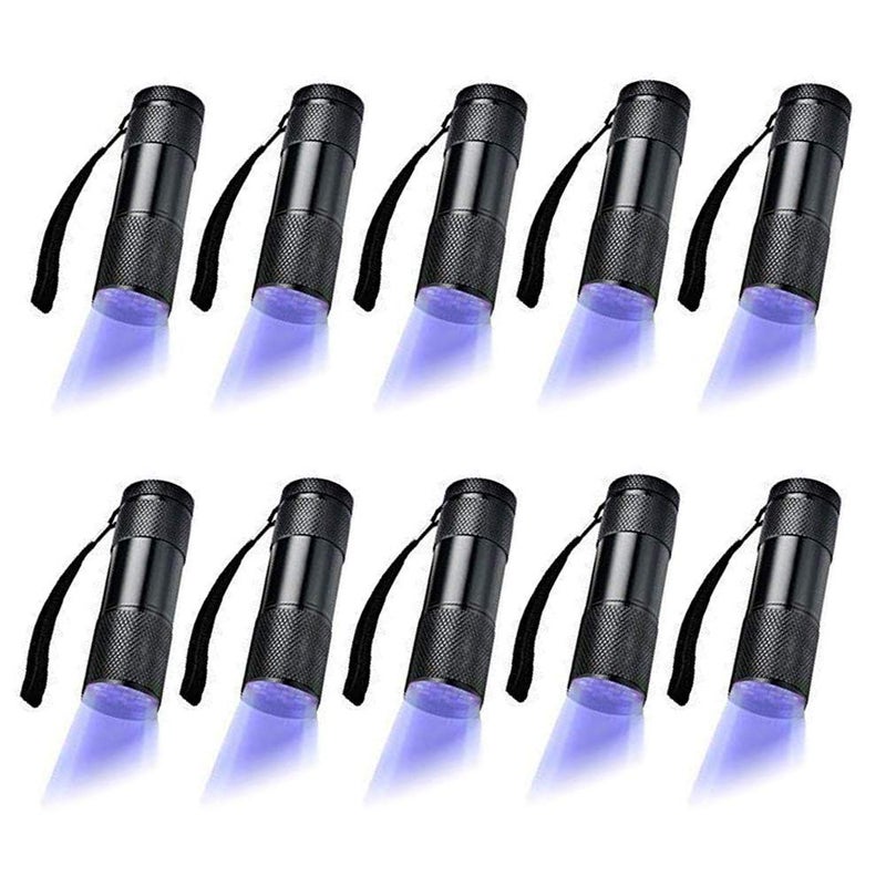 Optimal Shop 10 Pack UV Blacklight 9 LED Flashlight Torch Light Outdoors Etc - Image 1